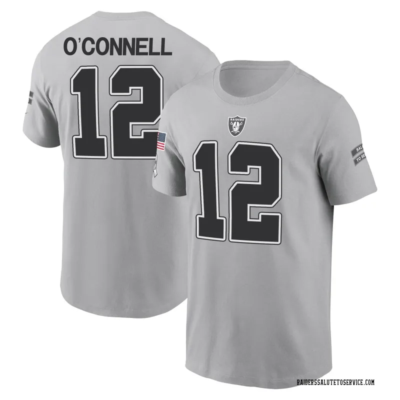 Men's Aidan O'Connell Las Vegas Raiders Gray 2024 Salute to Service Name & Number T-Shirt