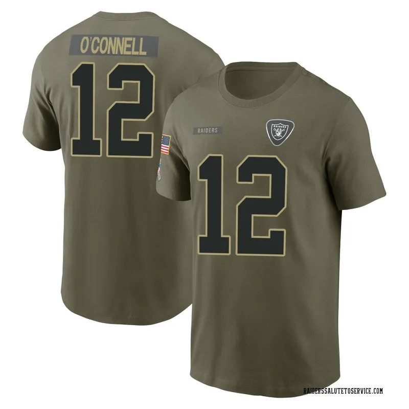 Men's Aidan O'Connell Las Vegas Raiders Olive 2025 Salute to Service Name & Number T-Shirt