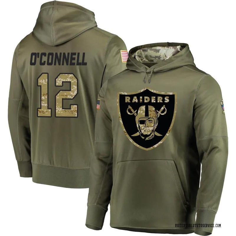 Men's Aidan O'Connell Las Vegas Raiders Olive Salute to Service Pullover Hoodie