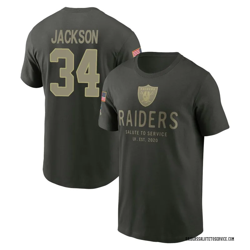 Men's Bo Jackson Las Vegas Raiders Green Forest/ 2025 Salute to Service Sideline Primary Edge T-Shirt