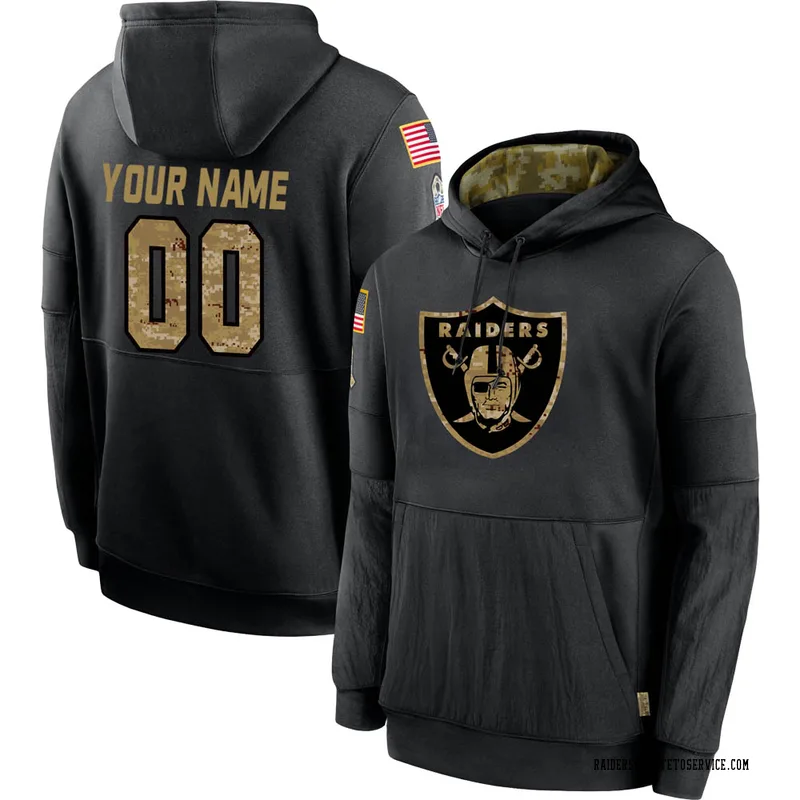 Men's Custom Las Vegas Raiders Black 2020 Salute to Service Sideline Performance Pullover Hoodie