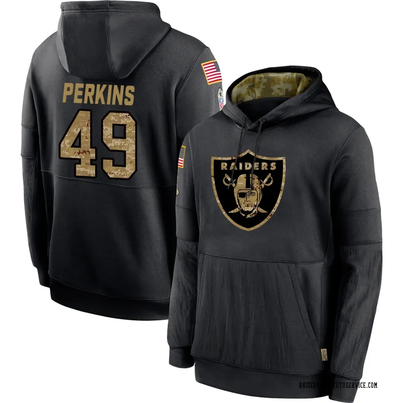 Men's Devyn Perkins Las Vegas Raiders Black 2020 Salute to Service Sideline Performance Pullover Hoodie
