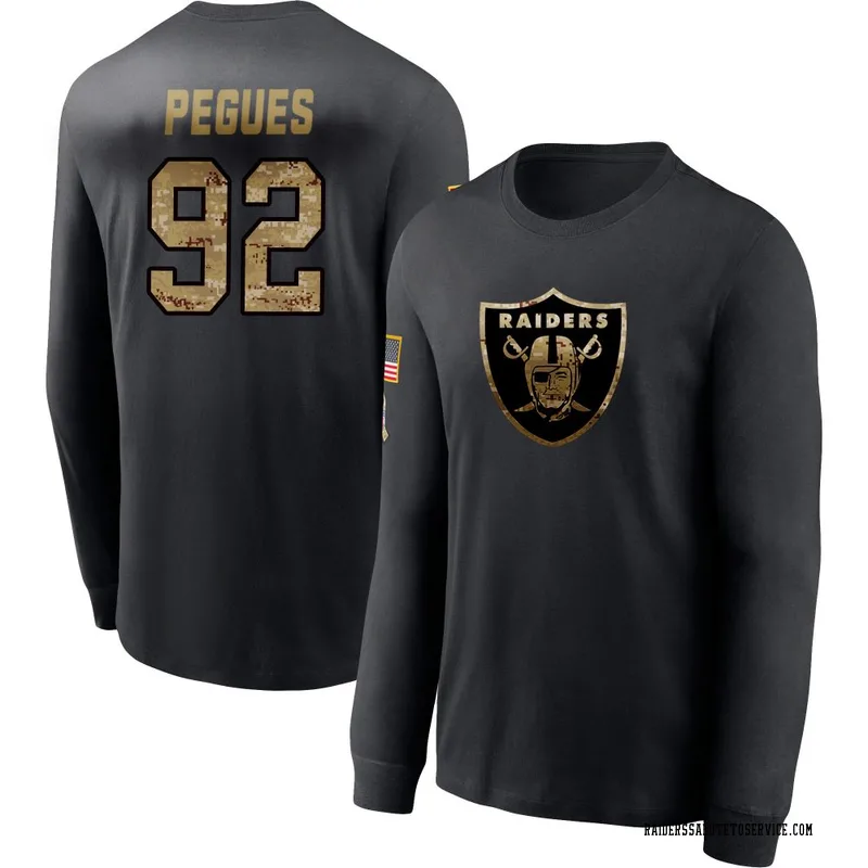 Men's JJ Pegues Las Vegas Raiders Black 2020 Salute To Service Sideline Performance Long Sleeve T-Shirt