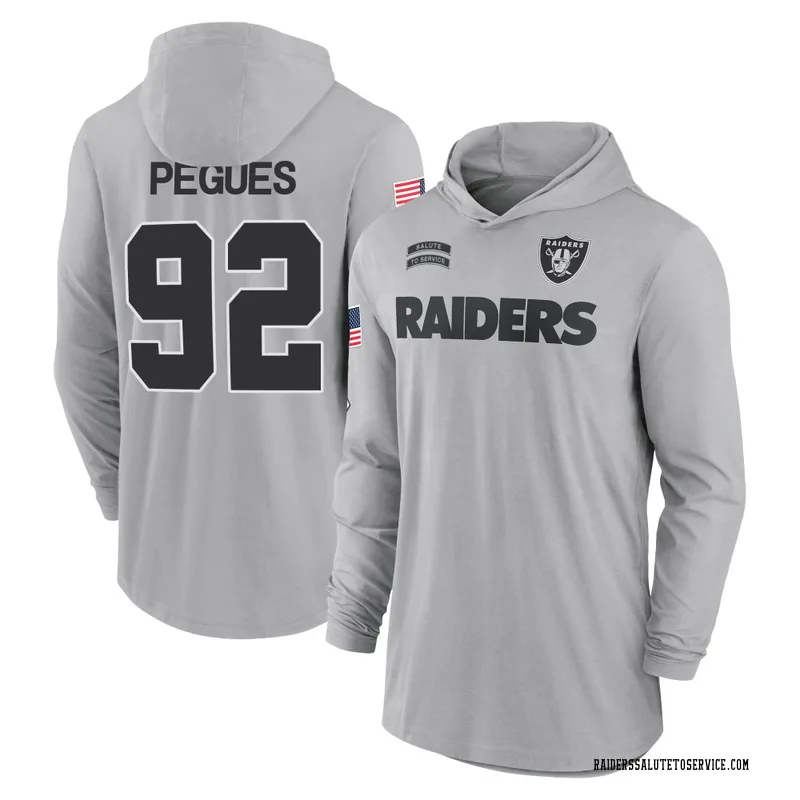 Men's JJ Pegues Las Vegas Raiders Gray 2024 Salute to Service Lightweight Performance Long Sleeve Hooded T-Shirt