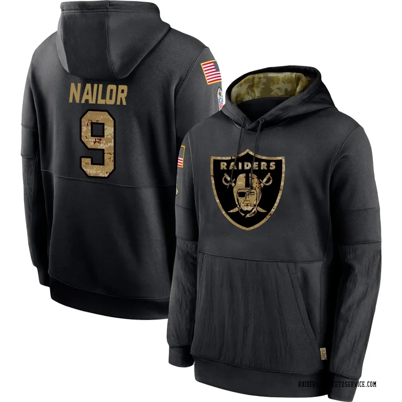 Men's Jalen Nailor Las Vegas Raiders Black 2020 Salute to Service Sideline Performance Pullover Hoodie