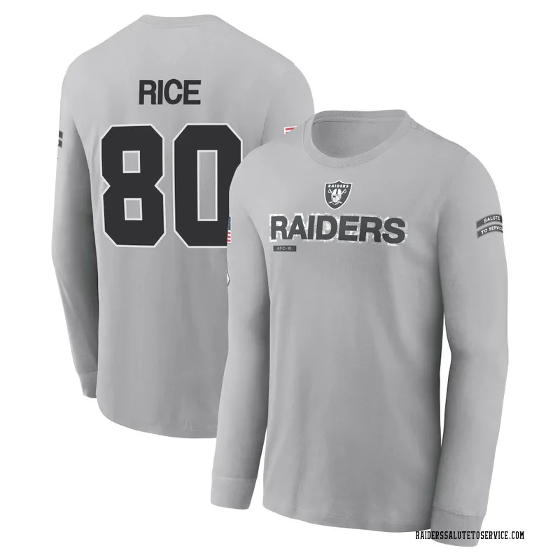 Men's Jerry Rice Las Vegas Raiders Gray 2024 Salute to Service Long Sleeve T-Shirt