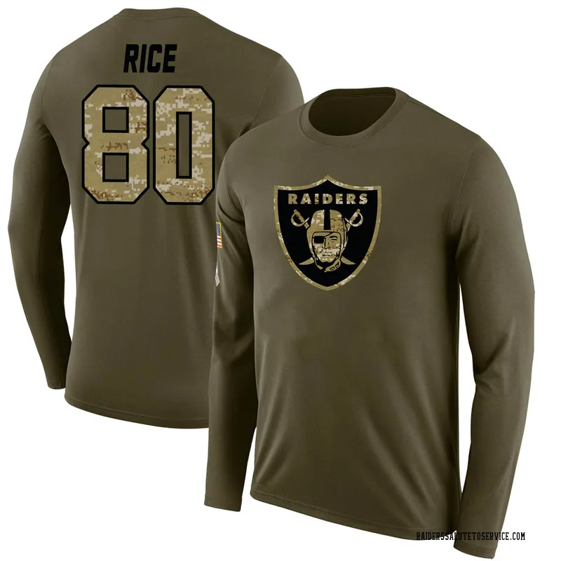 Men's Jerry Rice Las Vegas Raiders Legend Olive Salute to Service Sideline Long Sleeve T-Shirt