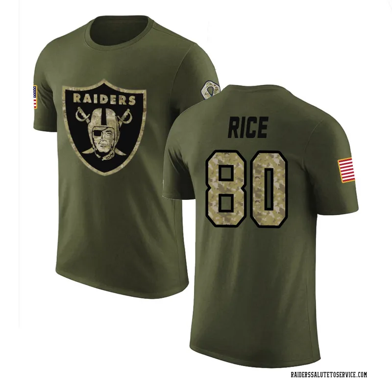 Men's Jerry Rice Las Vegas Raiders Legend Olive Salute to Service T-Shirt