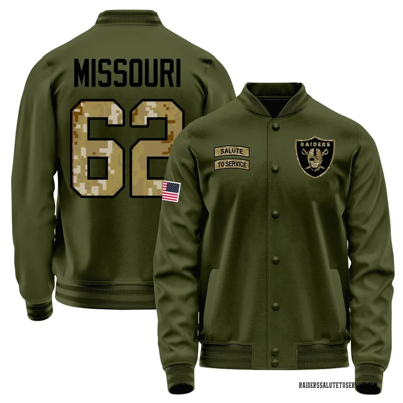 Men's Kamar Missouri Las Vegas Raiders Olive Salute to Service Sideline Performance Jacket