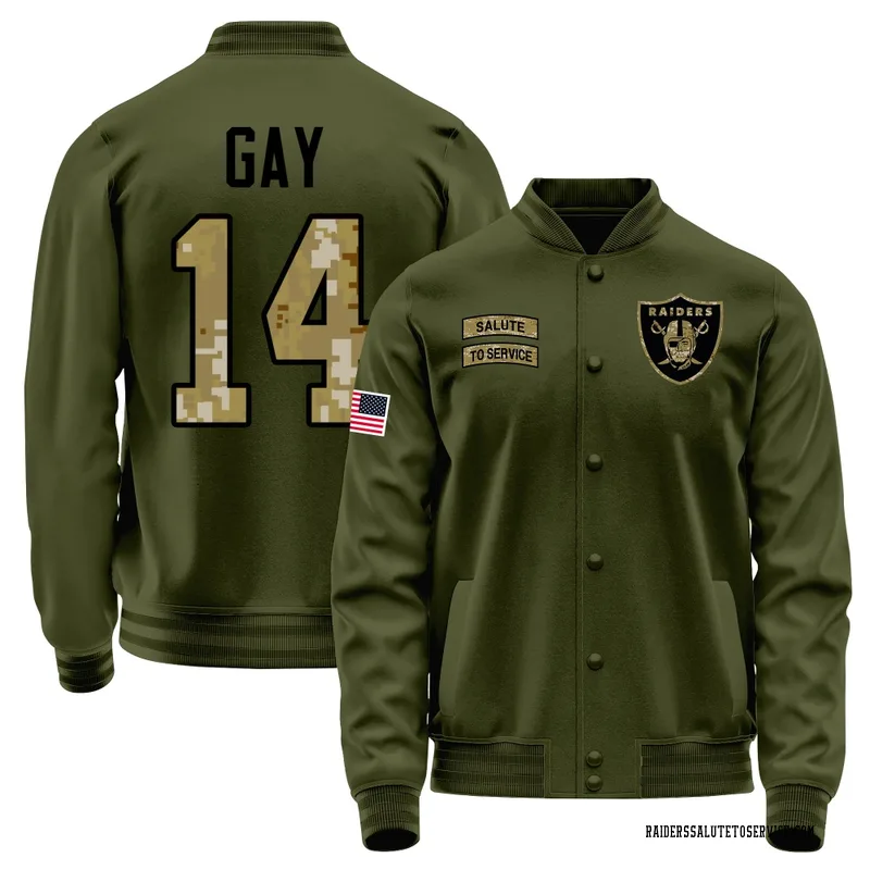 Men's Matt Gay Las Vegas Raiders Olive Salute to Service Sideline Performance Jacket