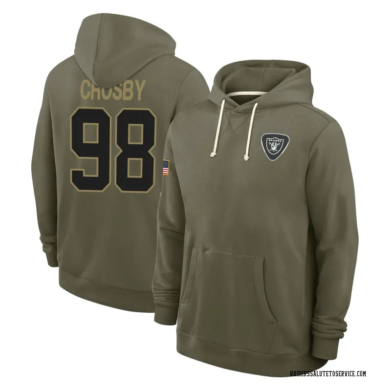 Men's Maxx Crosby Las Vegas Raiders Olive 2025 Salute to Service Hoodie