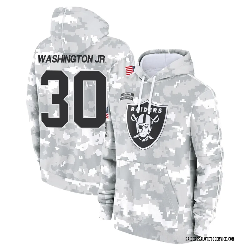 Men's Mike Washington Jr. Las Vegas Raiders Camo Arctic 2024 Salute to Service Club Fleece Pullover Hoodie