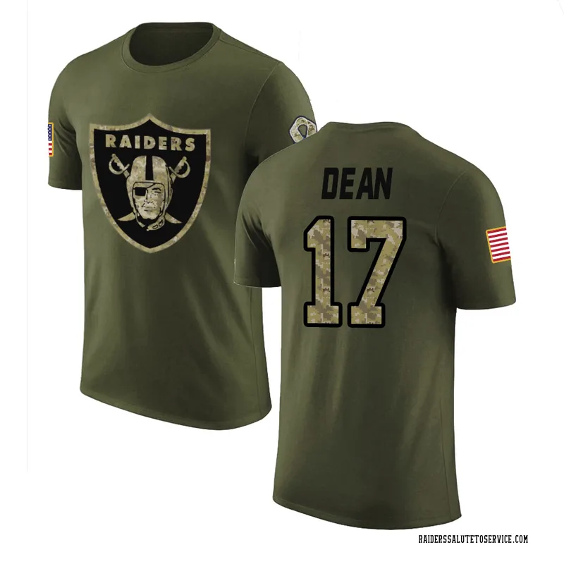 Men's Nakobe Dean Las Vegas Raiders Legend Olive Salute to Service T-Shirt