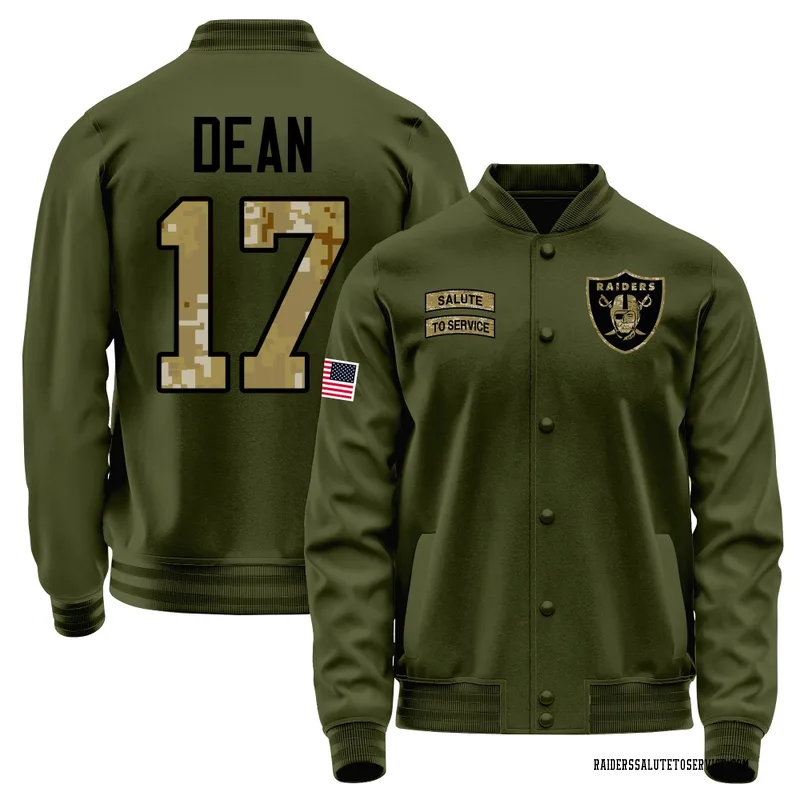 Men's Nakobe Dean Las Vegas Raiders Olive Salute to Service Sideline Performance Jacket