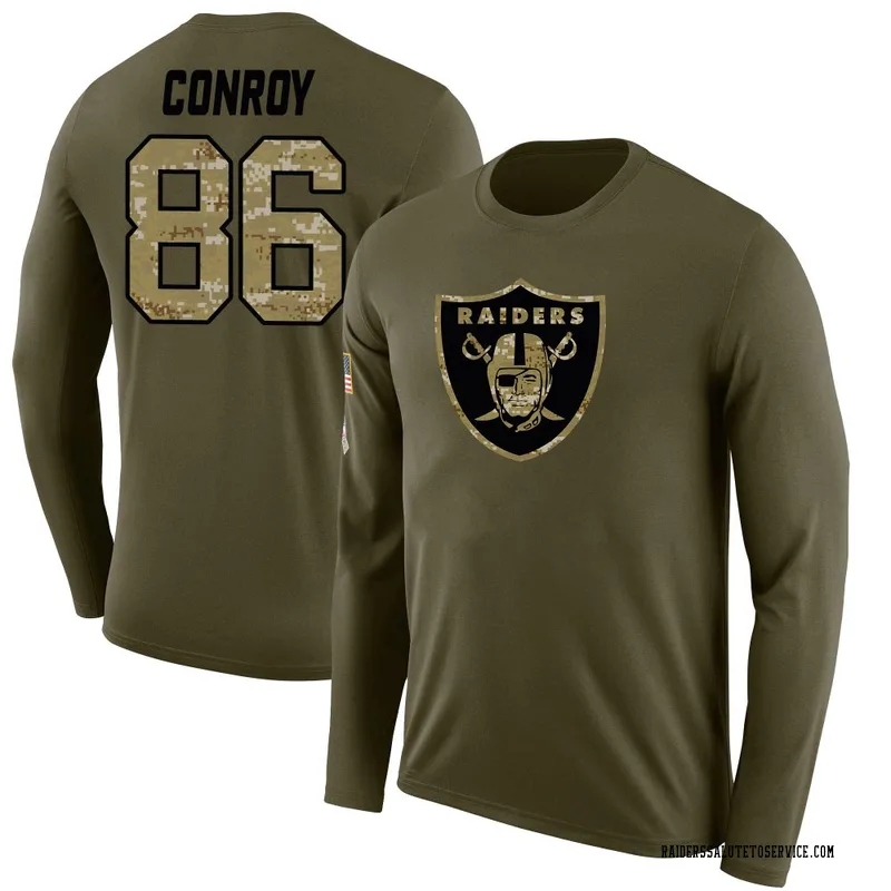 Men's Pat Conroy Las Vegas Raiders Legend Olive Salute to Service Sideline Long Sleeve T-Shirt