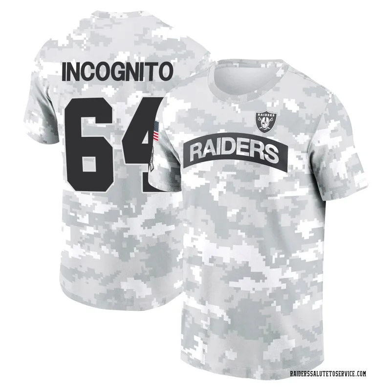 Men's Richie Incognito Las Vegas Raiders Camo Arctic 2024 Salute to Service Performance T-Shirt