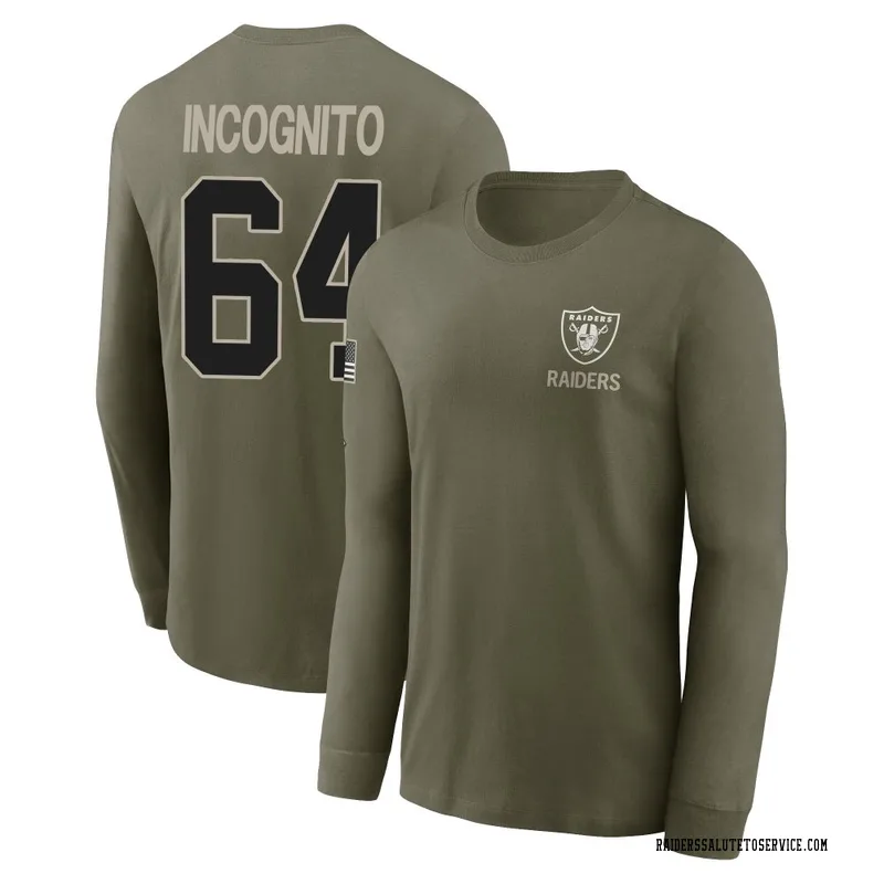 Men's Richie Incognito Las Vegas Raiders Olive 2025 Salute to Service Sideline Long Sleeve T-Shirt