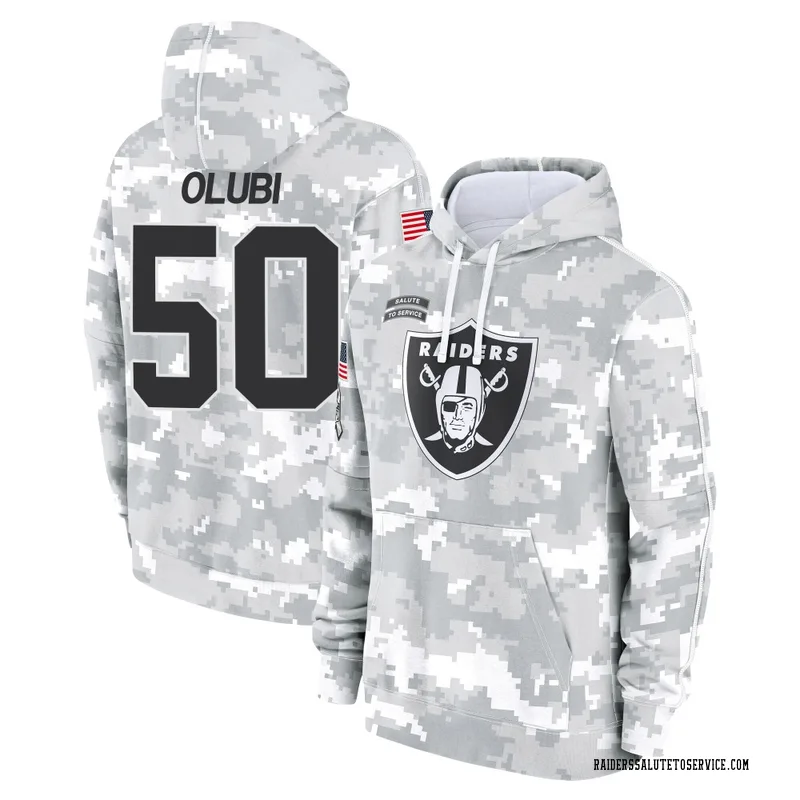 Men's Segun Olubi Las Vegas Raiders Camo Arctic 2024 Salute to Service Club Fleece Pullover Hoodie