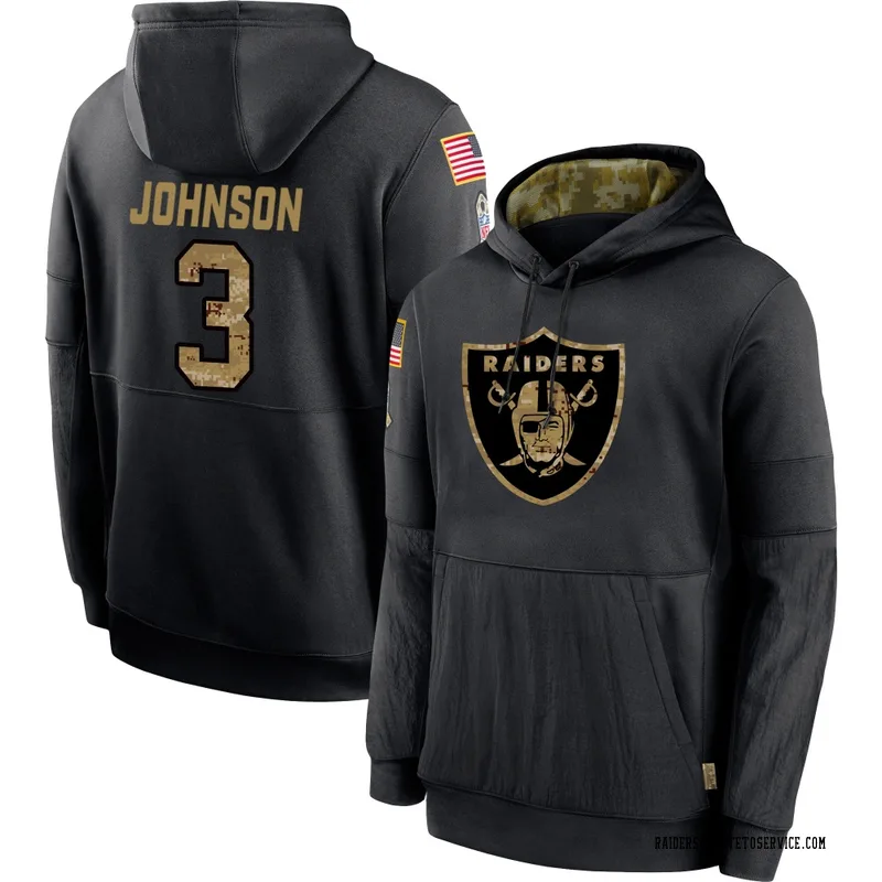 Men's Taron Johnson Las Vegas Raiders Black 2020 Salute to Service Sideline Performance Pullover Hoodie