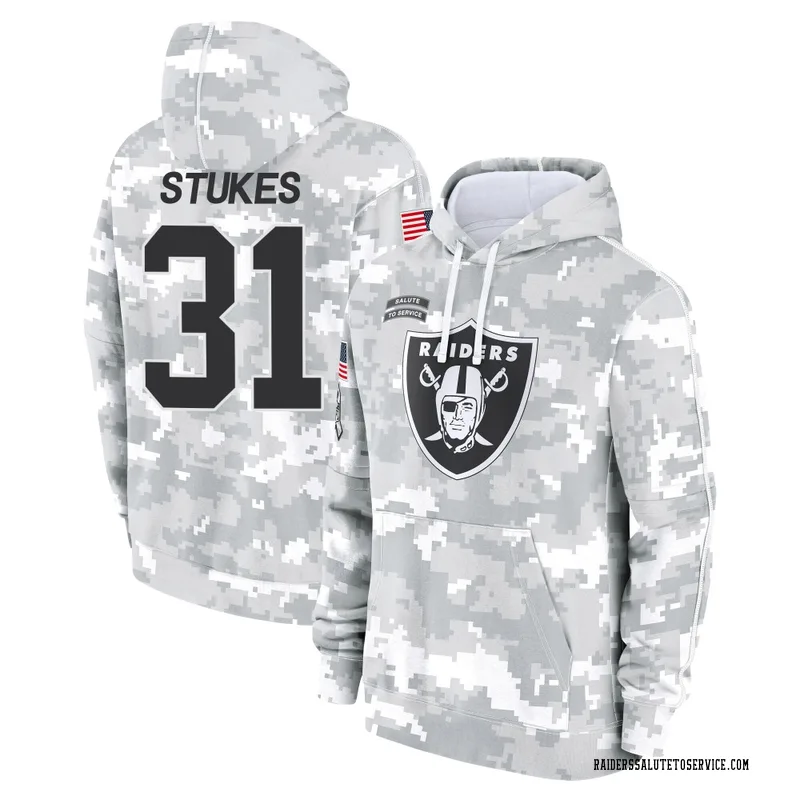 Men's Treydan Stukes Las Vegas Raiders Camo Arctic 2024 Salute to Service Club Fleece Pullover Hoodie