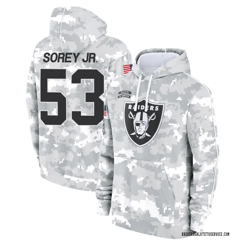 Men's Xavian Sorey Jr. Las Vegas Raiders Camo Arctic 2024 Salute to Service Club Fleece Pullover Hoodie