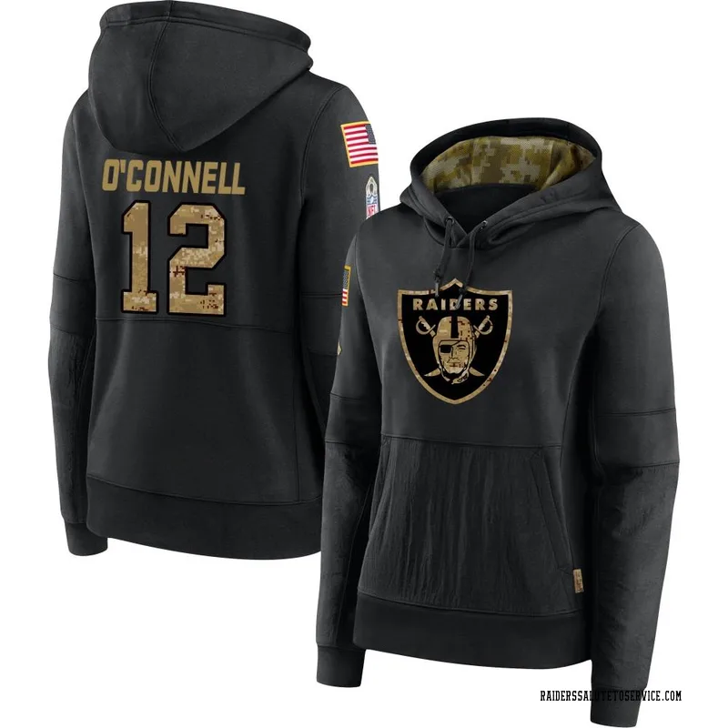 Women's Aidan O'Connell Las Vegas Raiders Black 2020 Salute to Service Sideline Performance Pullover Hoodie