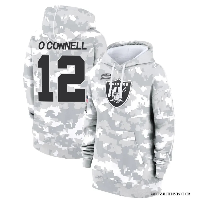 Women's Aidan O'Connell Las Vegas Raiders Camo Arctic 2024 Salute to Service Club Fleece Pullover Hoodie