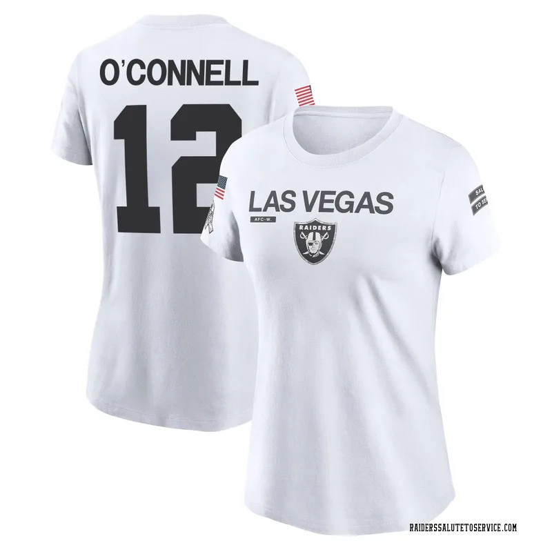 Women's Aidan O'Connell Las Vegas Raiders Legend White 2024 Salute to Service Performance T-Shirt