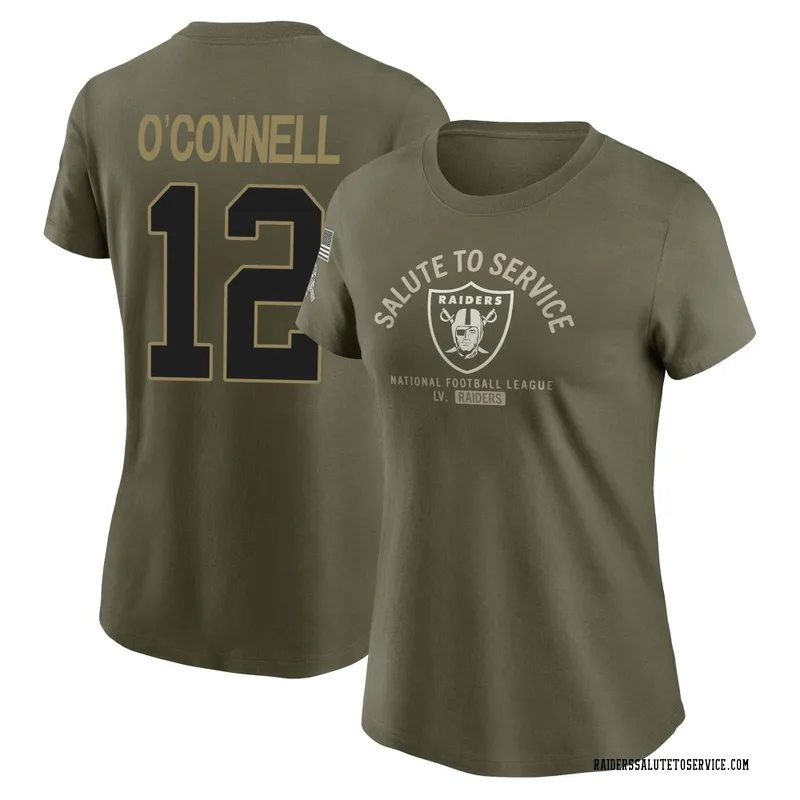 Women's Aidan O'Connell Las Vegas Raiders Olive 2025 Salute to Service Sideline T-Shirt