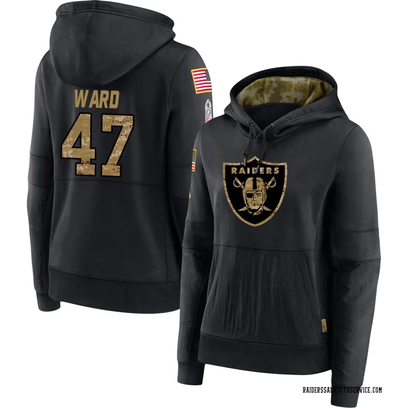 Women's Alex Ward Las Vegas Raiders Black 2020 Salute to Service Sideline Performance Pullover Hoodie
