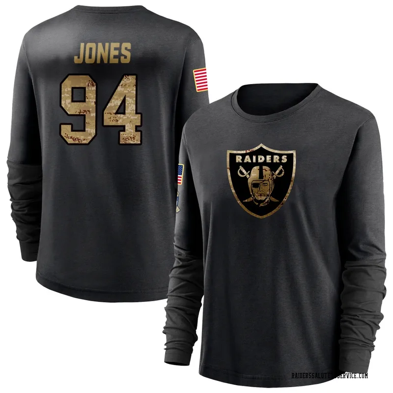 Women's Benito Jones Las Vegas Raiders Black 2020 Salute To Service Sideline Performance Long Sleeve T-Shirt