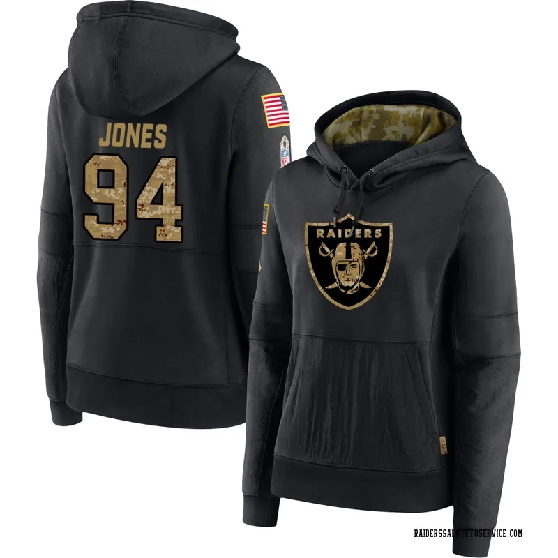 Women's Benito Jones Las Vegas Raiders Black 2020 Salute to Service Sideline Performance Pullover Hoodie