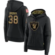 Women's Brittain Brown Las Vegas Raiders Black 2020 Salute to Service Sideline Performance Pullover Hoodie