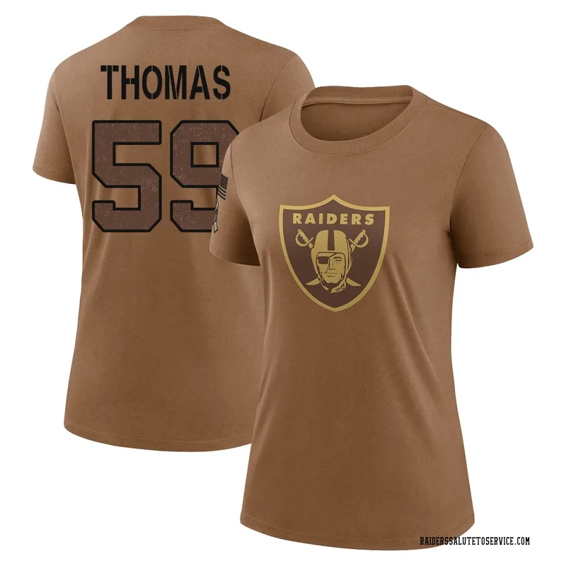 Women's Chris Thomas Las Vegas Raiders Legend Brown 2023 Salute To Service Performance T-Shirt