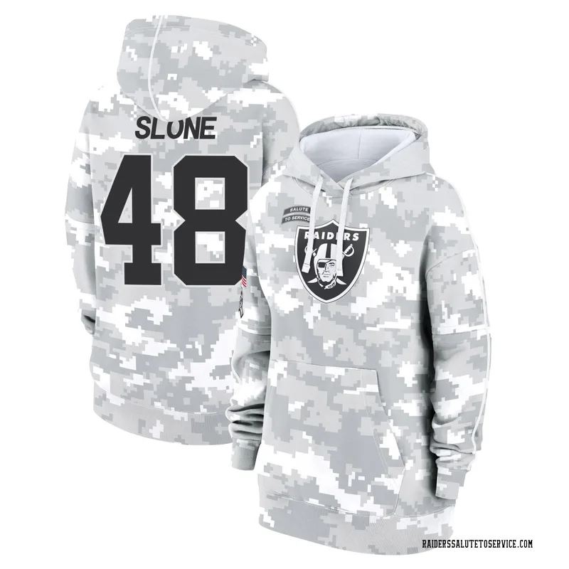 Women's Cian Slone Las Vegas Raiders Camo Arctic 2024 Salute to Service Club Fleece Pullover Hoodie