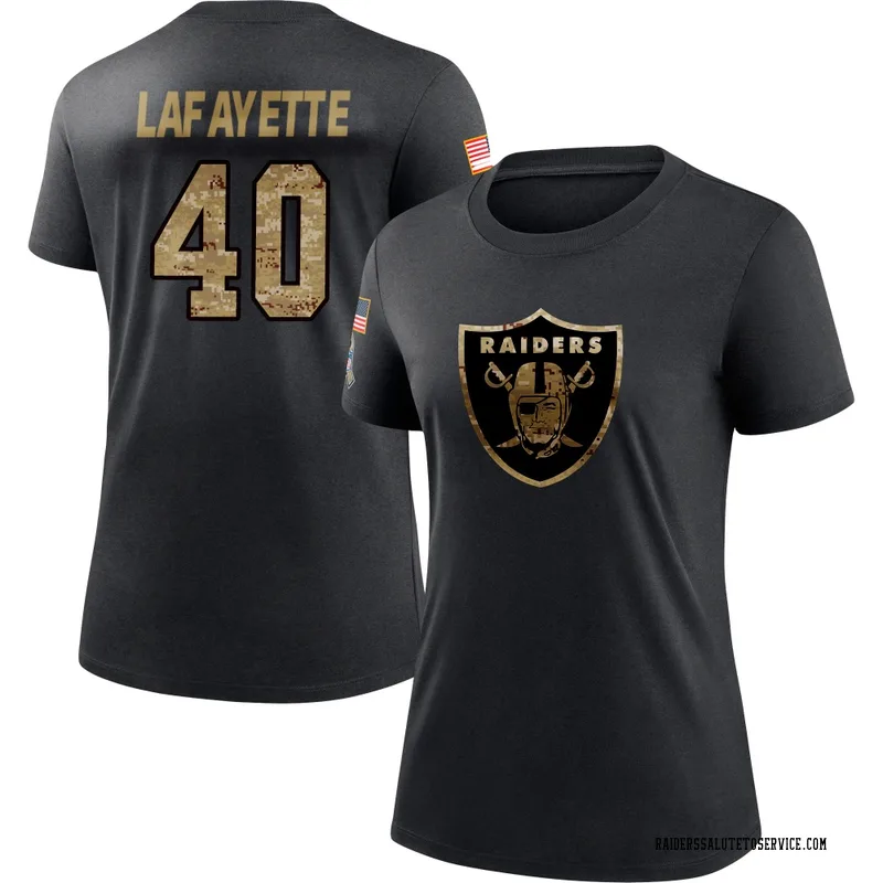 Women's Devin Lafayette Las Vegas Raiders Black 2020 Salute To Service Performance T-Shirt