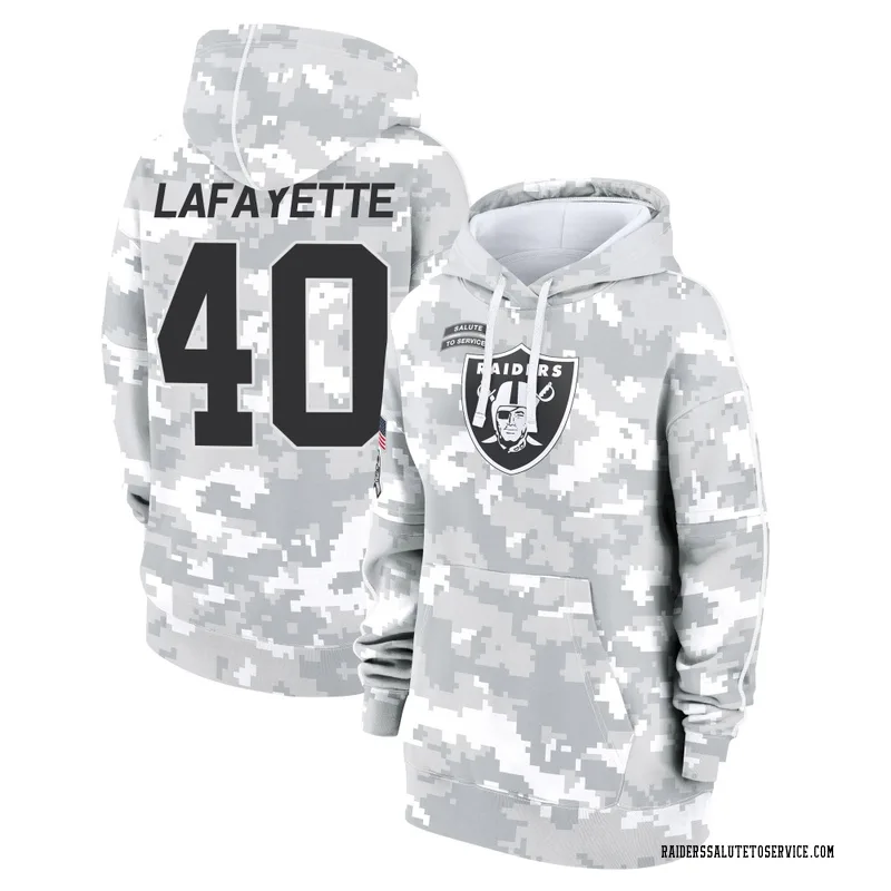 Women's Devin Lafayette Las Vegas Raiders Camo Arctic 2024 Salute to Service Club Fleece Pullover Hoodie