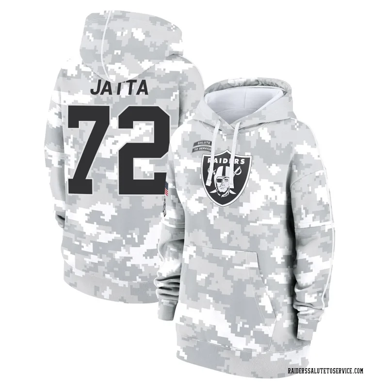 Women's Isaiah Jatta Las Vegas Raiders Camo Arctic 2024 Salute to Service Club Fleece Pullover Hoodie