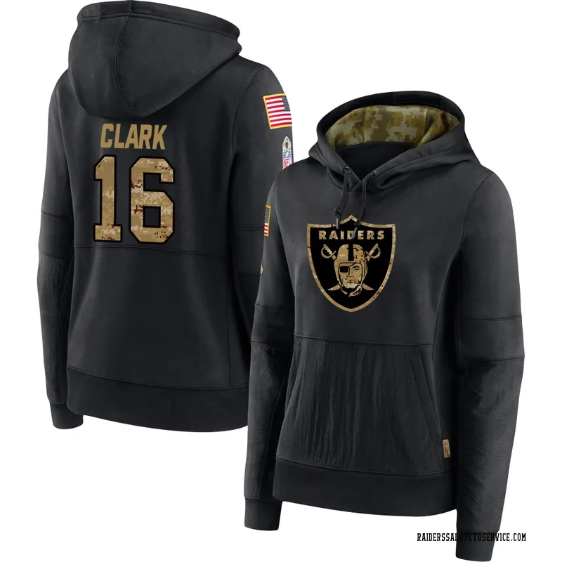 Women's Jacob Clark Las Vegas Raiders Black 2020 Salute to Service Sideline Performance Pullover Hoodie