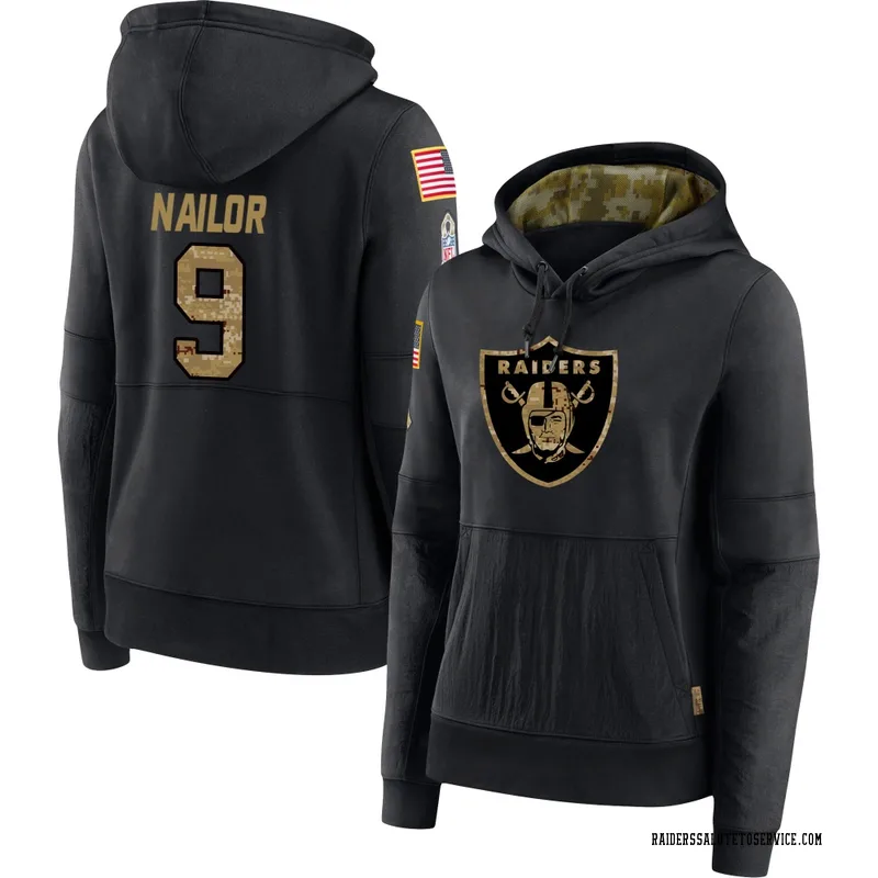 Women's Jalen Nailor Las Vegas Raiders Black 2020 Salute to Service Sideline Performance Pullover Hoodie