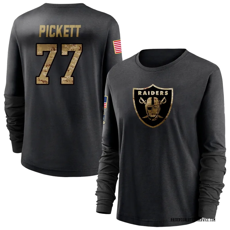 Women's Justin Pickett Las Vegas Raiders Black 2020 Salute To Service Sideline Performance Long Sleeve T-Shirt