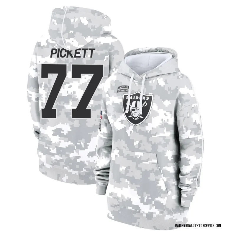 Women's Justin Pickett Las Vegas Raiders Camo Arctic 2024 Salute to Service Club Fleece Pullover Hoodie