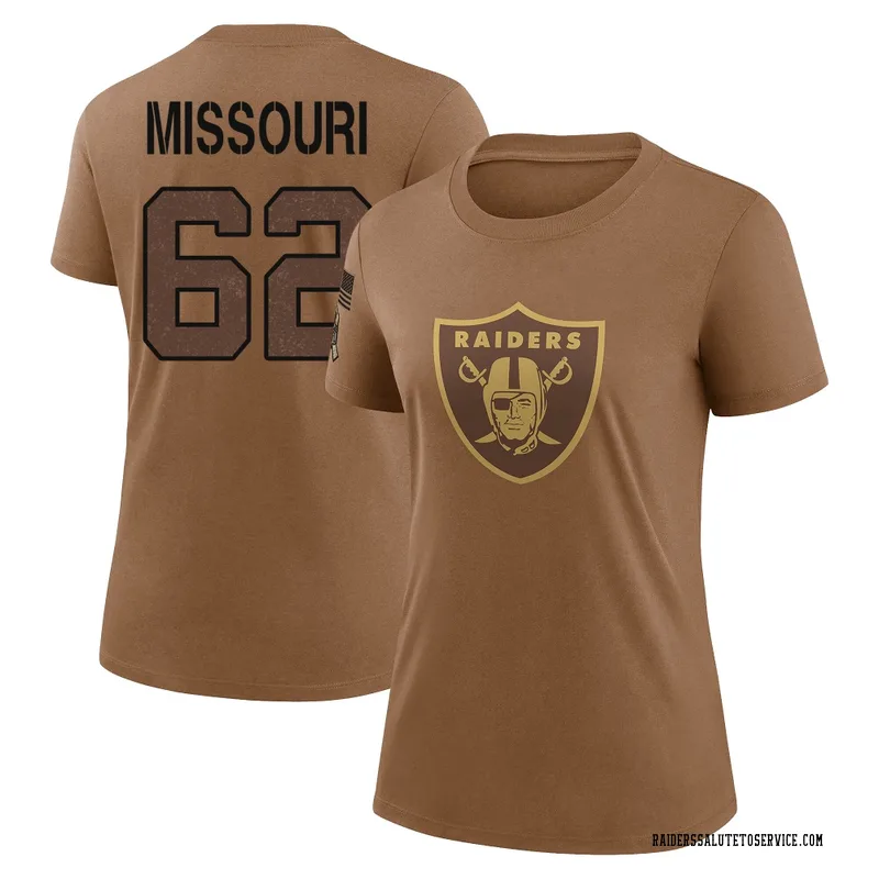 Women's Kamar Missouri Las Vegas Raiders Legend Brown 2023 Salute To Service Performance T-Shirt