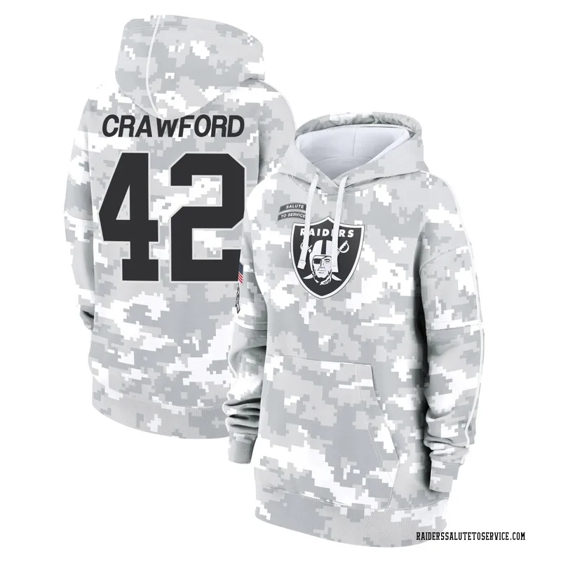 Women's Keyron Crawford Las Vegas Raiders Camo Arctic 2024 Salute to Service Club Fleece Pullover Hoodie