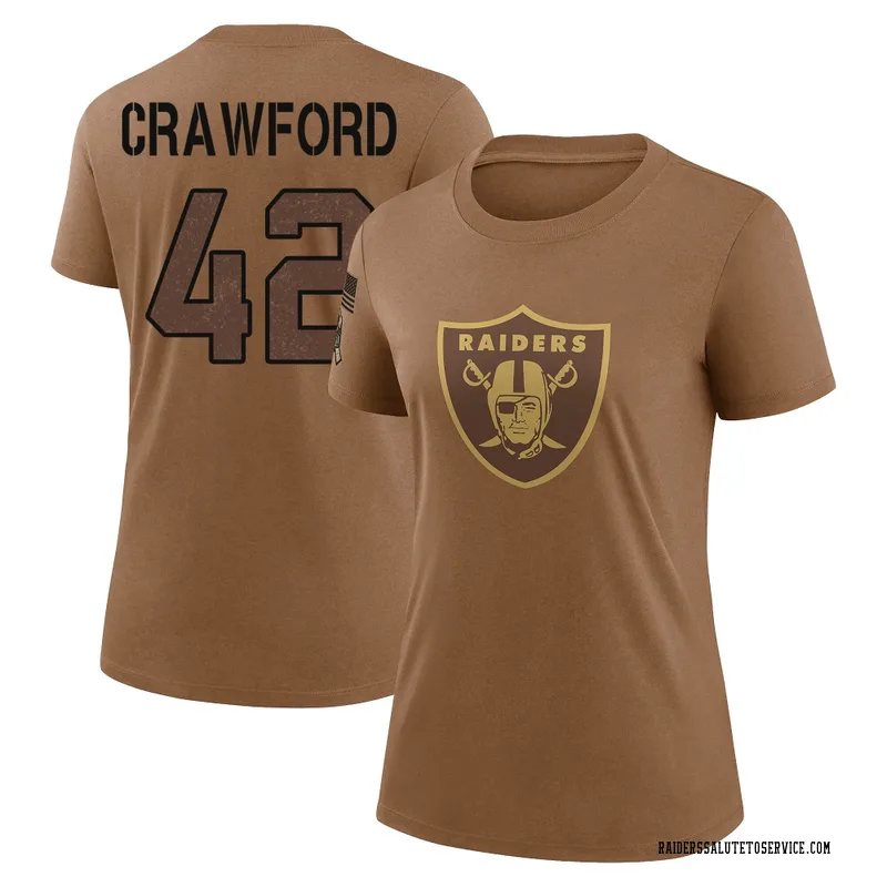 Women's Keyron Crawford Las Vegas Raiders Legend Brown 2023 Salute To Service Performance T-Shirt