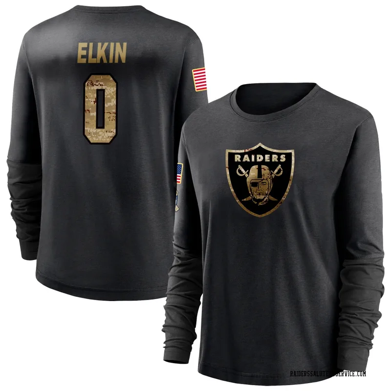 Women's Luke Elkin Las Vegas Raiders Black 2020 Salute To Service Sideline Performance Long Sleeve T-Shirt