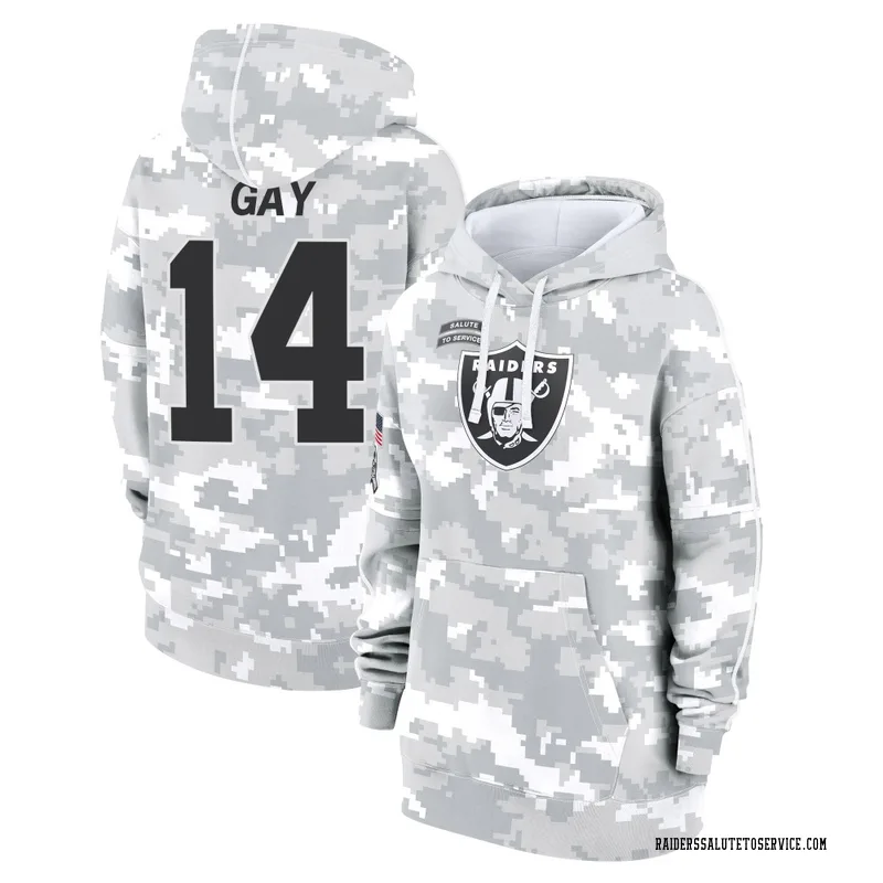 Women's Matt Gay Las Vegas Raiders Camo Arctic 2024 Salute to Service Club Fleece Pullover Hoodie