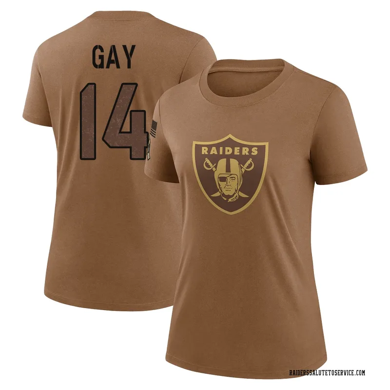 Women's Matt Gay Las Vegas Raiders Legend Brown 2023 Salute To Service Performance T-Shirt