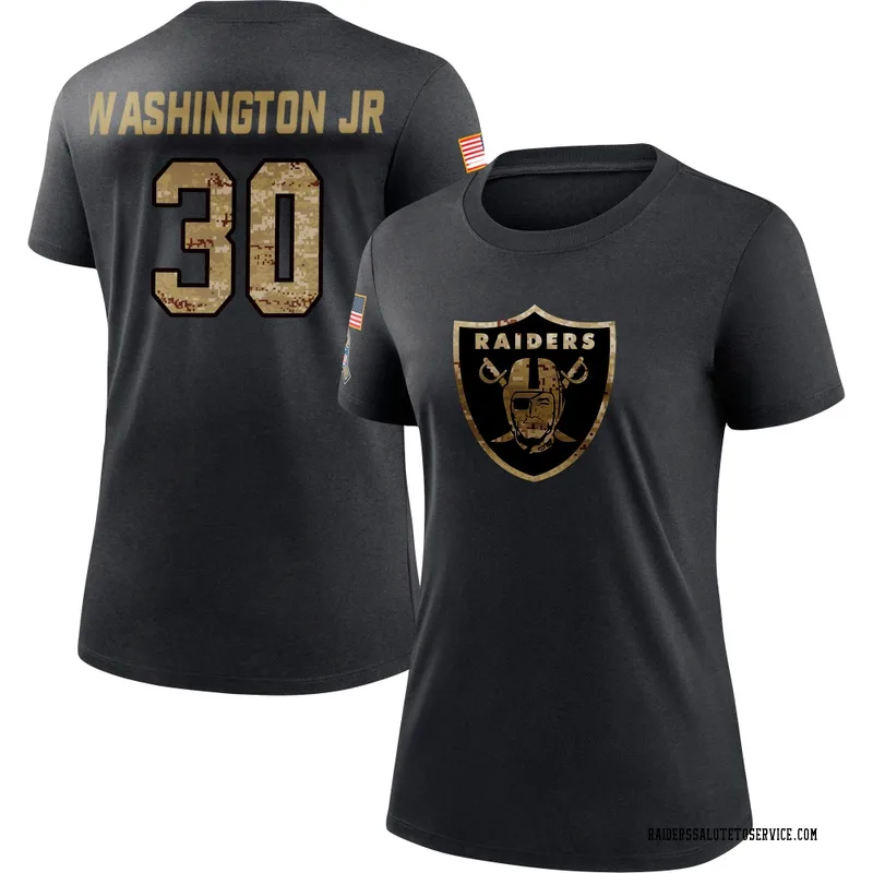 Women's Mike Washington Jr. Las Vegas Raiders Black 2020 Salute To Service Performance T-Shirt