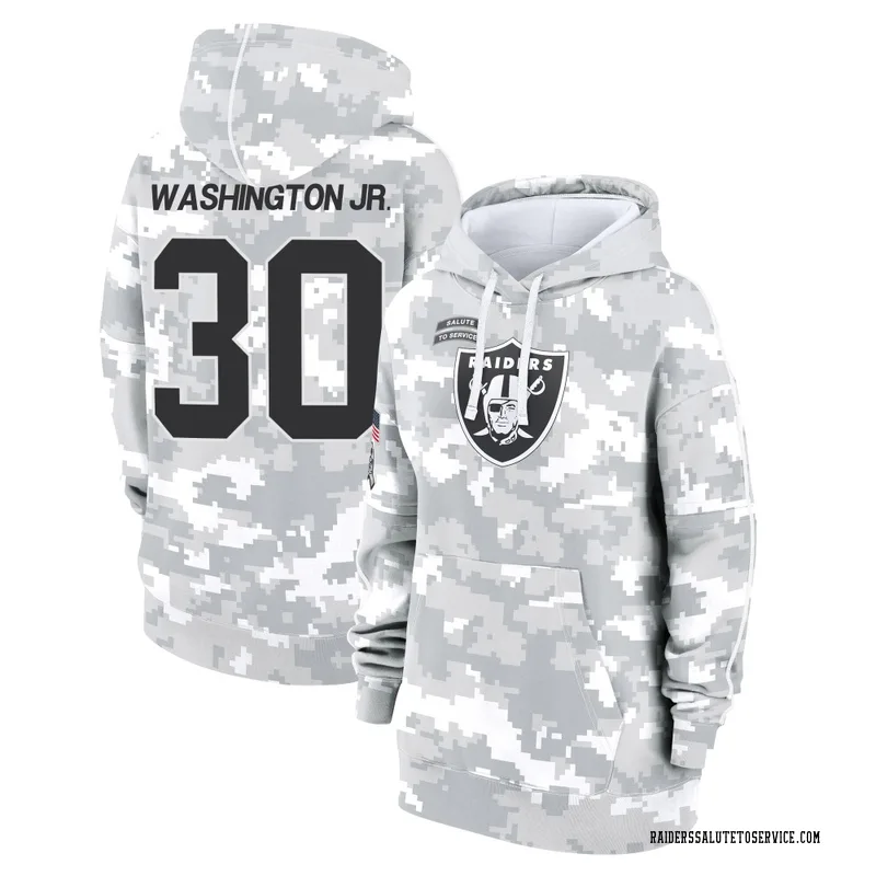 Women's Mike Washington Jr. Las Vegas Raiders Camo Arctic 2024 Salute to Service Club Fleece Pullover Hoodie